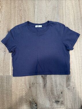 Cotton On Navy Blue Cropped Short Sleeve Tee